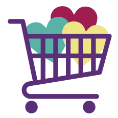 Cart icon with hearts in the basket