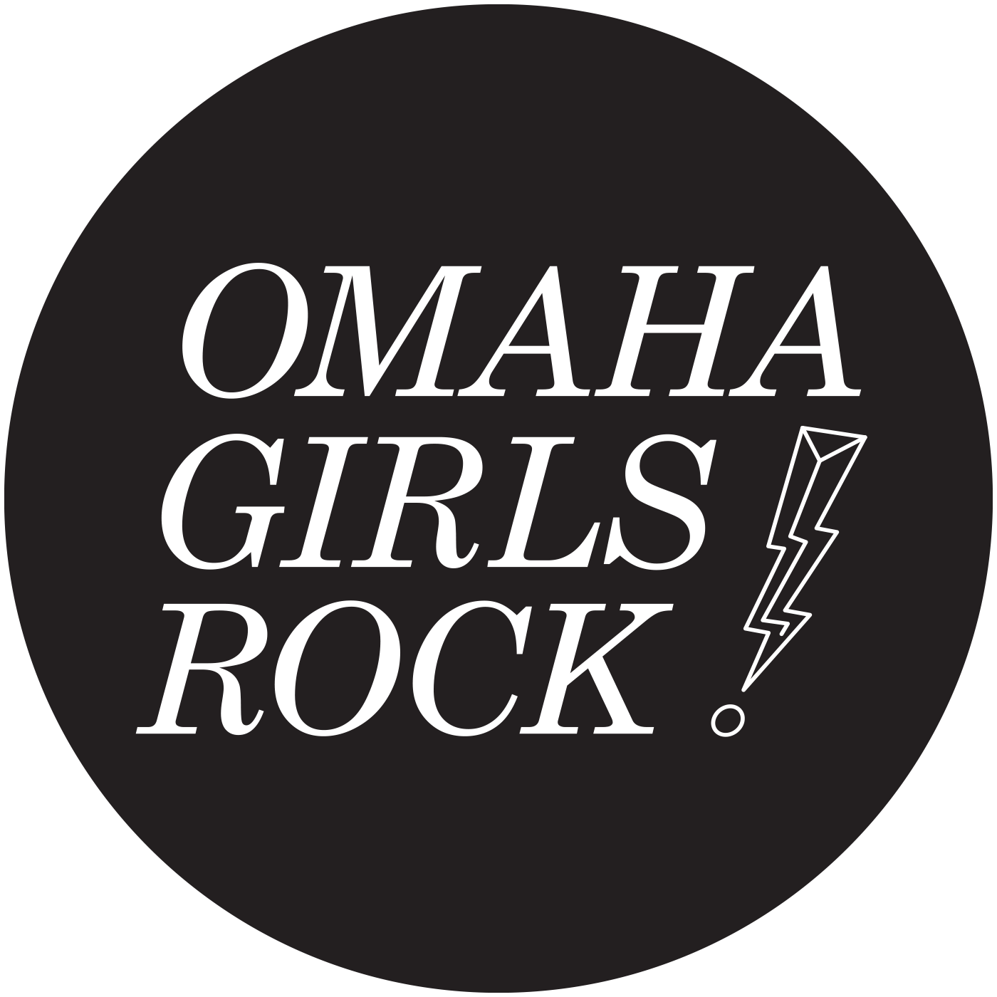 Omaha Girls Rock logo with white text over black background