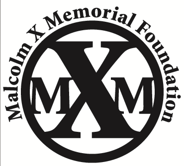 Bold letters MXM inside a circle with the script Malcolm X Memorial Foundation around the outside of the circle.
