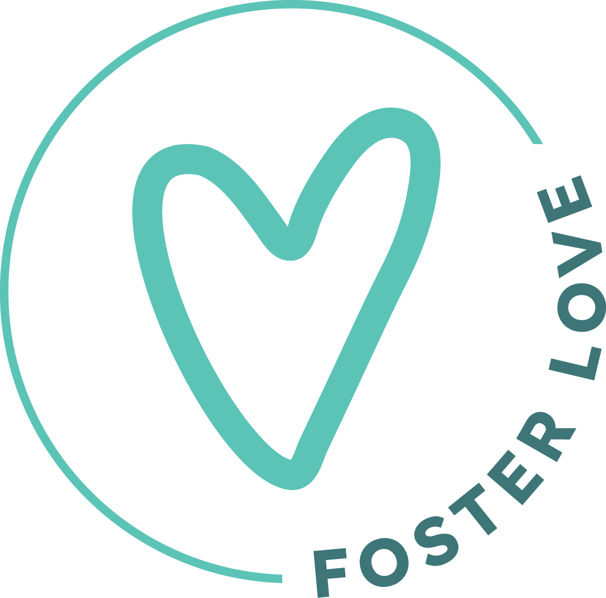 Circle with completed by the words, Foster Love with heart  inside