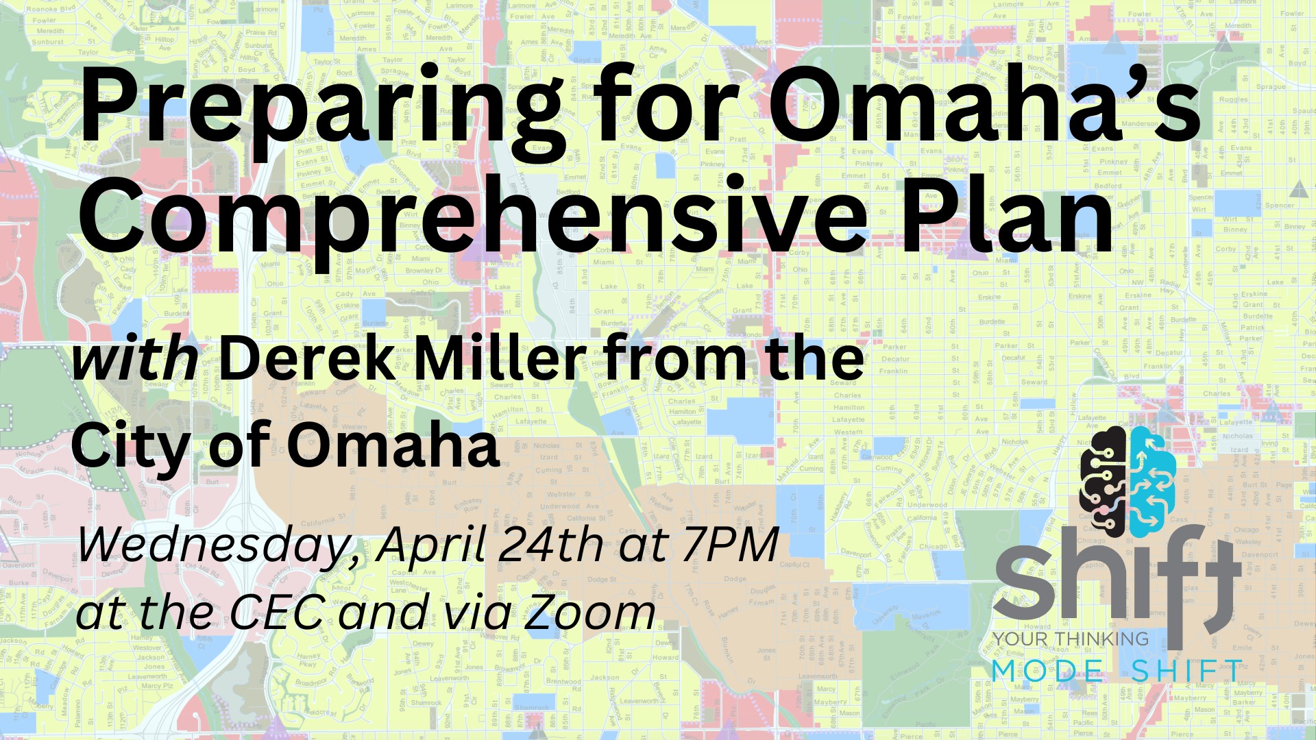 detailed map of a part of Omaha event info including event name: Preparing for Omaha's comprehensive Plan