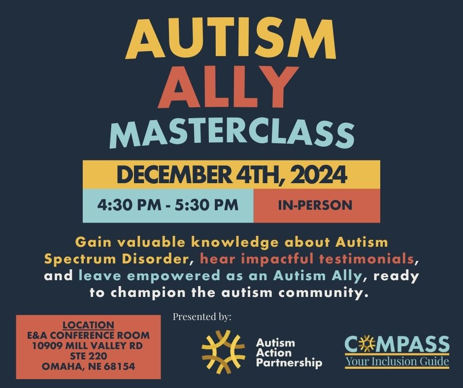 Image describing Autism Ally Masterclass on December 4th from 4:30-5:30 at AAP's offices.