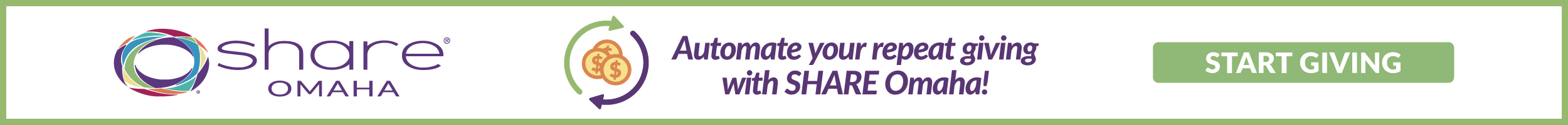 Automate your repeat giving with SHARE Omaha. Start giving