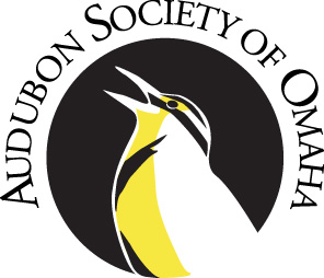 Round logo is an image of a Western Meadowlark with the text" Audubon Society of Omaha" overhead.