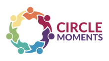 Circle moment logo, with rainbow color people icons in a circle