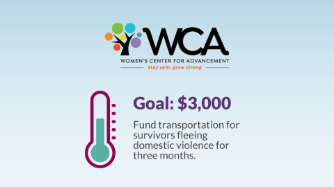 WCA Logo - Goal: $3,000 to fund transportation for survivors fleeing domestic violence for three months.