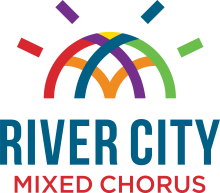 Color burst emblem with River City Mixed Chorus underneath