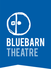 Bluebarn Theatre logo on blue flag
