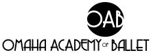 Logo: Black ball with letters OAB insdie. Words Omaha Academy of Ballet underneath.