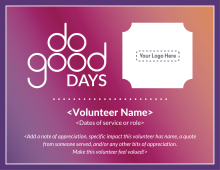 Do Good Days volunteer award appreciation